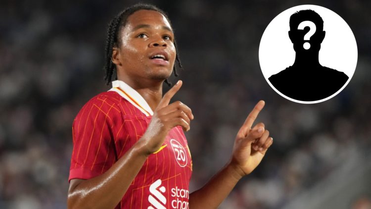 Rio Ngumoha of Liverpool celebrates scoring his side's third goal during the MEIJI YASUDA J.LEAGUE World Challenge 2025 presented by The Nippon Fou...
