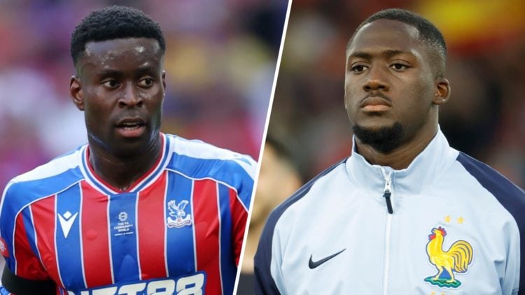 Left: Marc Guehi playing for Crystal Palace. Right: Ibrahima Konate lining up before playing for France.