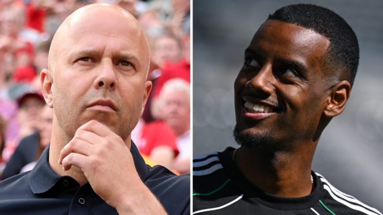 Arne Slot looks on from the touchline ahead of Liverpool's Premier League match against Arsenal at Anfield. Alexander Isak smiles as he arrives for...