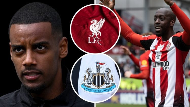 Alexander Isak looks on ahead of Newcastle United's Premier League match against Ipswich Town at St James' Park. Yoanne Wissa celebrates after scor...