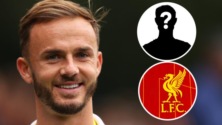 James Maddison smiles as he attends the BMW PGA Championship at Wentworth Golf Club. Close-up of Liverpool badge on the 2024/25 home shirt. Mystery...