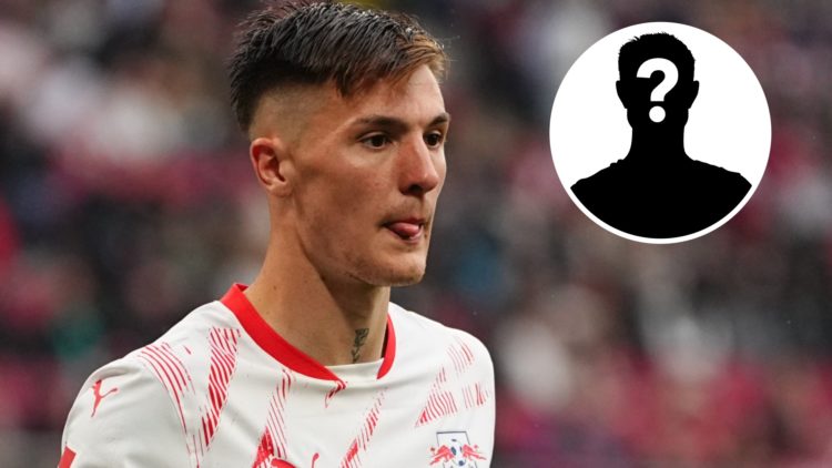 Benjamin Sesko of RB Leipzig in action against Bayern Munich in the Bundesliga.