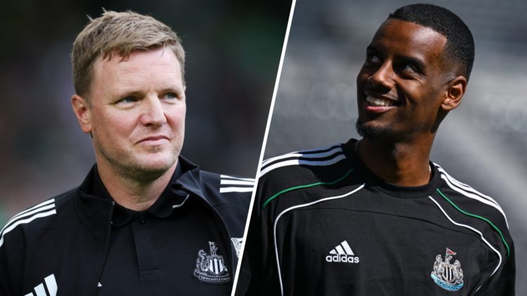Eddie Howe watches on during Newcastle United's pre-season match against Celtic at Parkhead. Alexander Isak smiles as he arrives at St James Park a...