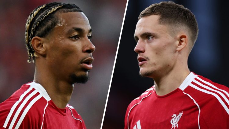 Hugo Ekitike of Liverpool looks on during the second pre-season friendly match between Liverpool and Athletic Club Bilbao at Anfield. Florian Wirtz...