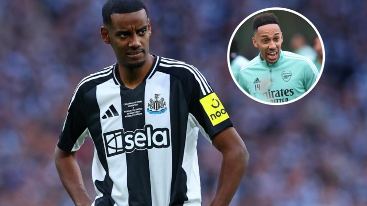 Alexander Isak of Newcastle United looks on during the Carabao Cup Final between Liverpool and Newcastle United at Wembley Stadium. Pierre-Emerick ...