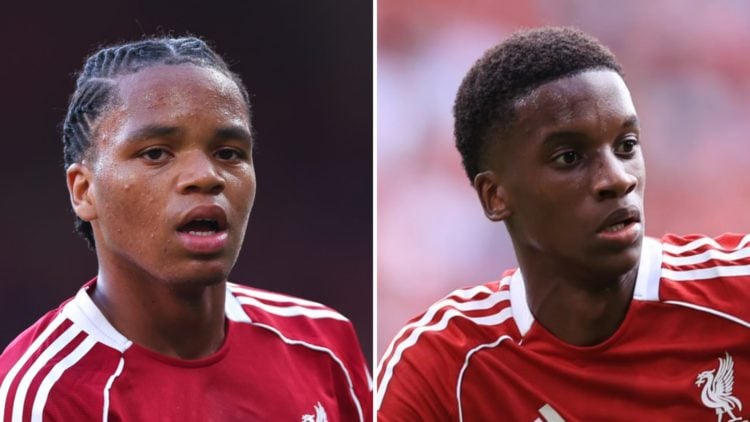 Rio Ngumoha in action for Liverpool during the pre-season friendly against Athletic Club Bilbao at Anfield. Trey Nyoni of Liverpool runs during the...
