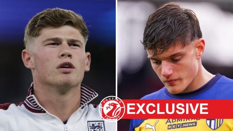 Charlie Cresswell of England U21s sings the national anthem ahead of the European U21 Championship final against Germany. Giovanni Leoni of Parma i...