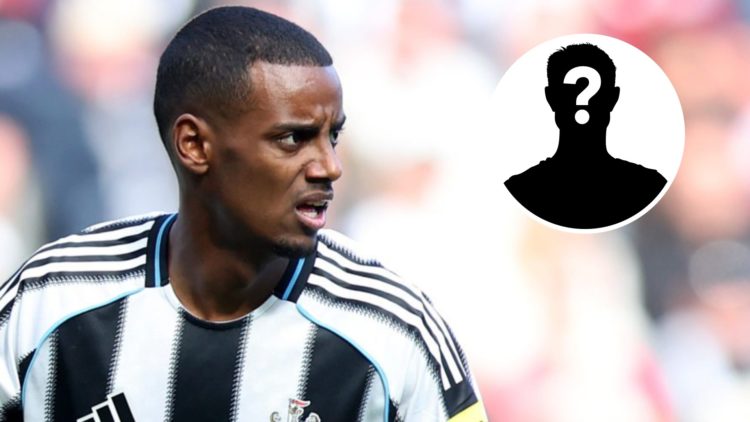 Main: Alexander Isak caught in action for Newcastle United during a Premier League game. Insert: Mystery player