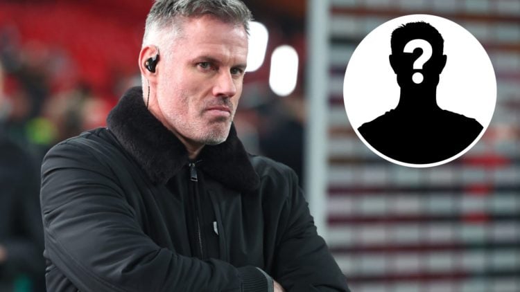 Jamie Carragher looks on at the end of the Carabao Cup Final between Liverpool and Newcastle United at Wembley Stadium
