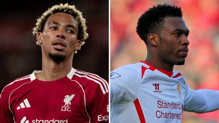 Hugo Ekitike in action for Liverpool during the Premier League match against Bournemouth at Anfield. Daniel Sturridge celebrates after scoring agai...