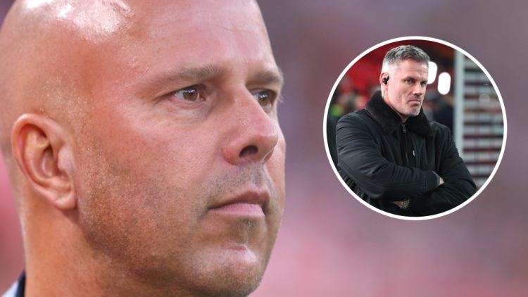 Arne Slot looks on during Liverpool's Premier League match against Bournemouth at Anfield. Jamie Carragher on punditry duty ahead of Liverpool vs N...