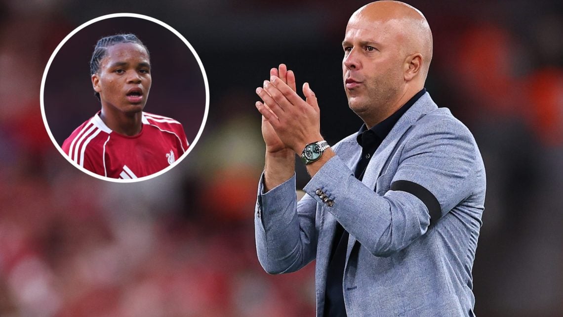 Arne Slot manager / head coach of Liverpool applauds the fans at full time during the Premier League match between Liverpool and Bournemouth at Anf...