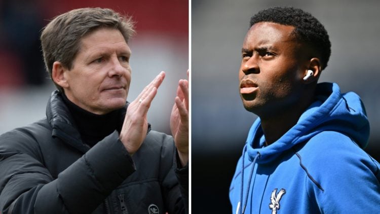 Oliver Glanser applauds after Crystal Palace's Premier League match against Liverpool at Anfield. Marc Guehi walks out ahead of Crystal Palace's Pr...