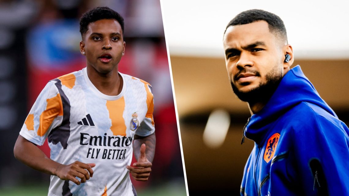 Left: Rodrygo warming up for Real Madrid ahead of a Copa Del Rey game. Right: Cody Gakpo pictured in his pre-game gear ahead of a clash against the...