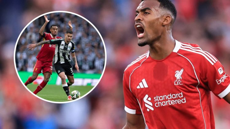 Ryan Gravenberch shouts during Liverpool's pre-season friendly against Athletic Bilbao at Anfield. Ryan Gravenberch of Liverpool and Newcastle Unit...