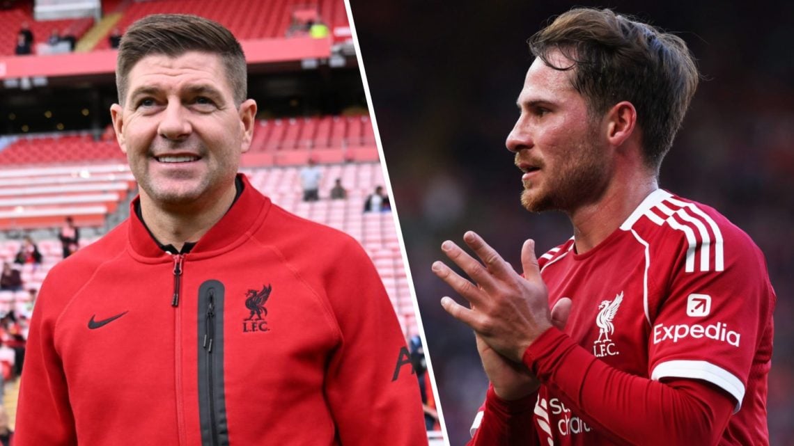 Steven Gerrard of Liverpool Legends inspects the pitch prior to prior to the Legends Charity Match between Liverpool Legends and Chelsea Legends at...