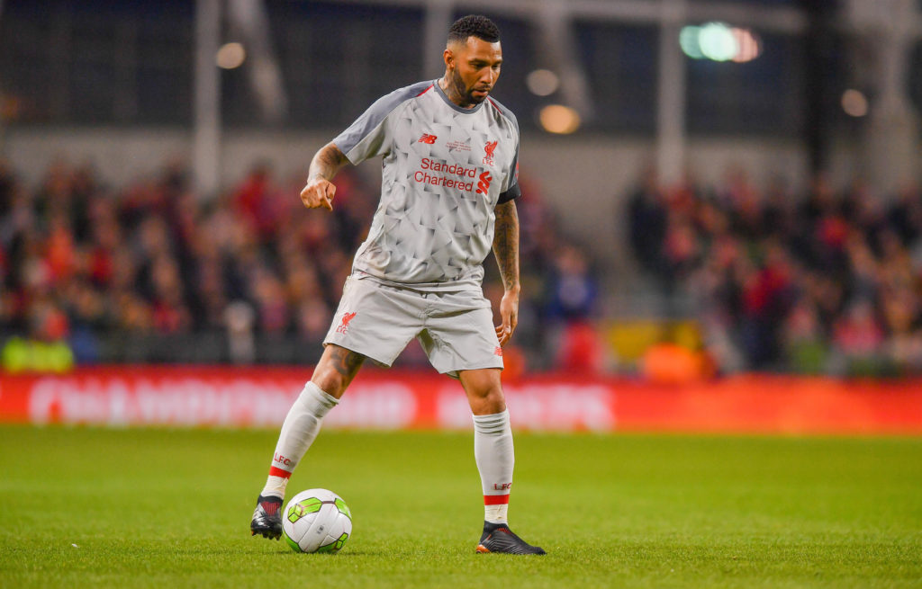 Jermaine Pennant of Liverpool FC Legends during the Sean Cox Fundraiser match between the Republic of Ireland XI and Liverpool FC Legends at the Aviva Stadium in Dublin.