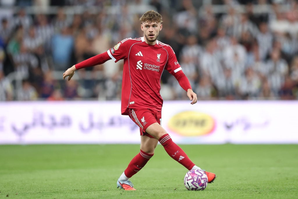 Conor Bradley of Liverpool during the Premier League match between Newcastle United and Liverpool at St James' Park.