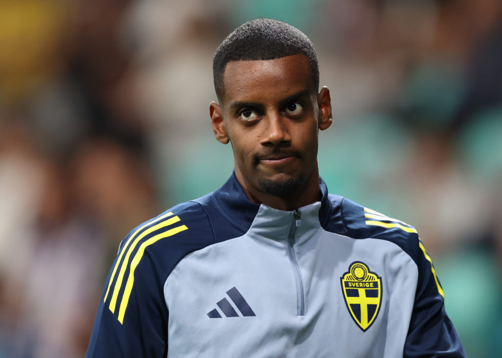 Alexander Isak of Sweden warms up ahead of the FIFA World Cup qualifier against Slovenia in Ljubljana