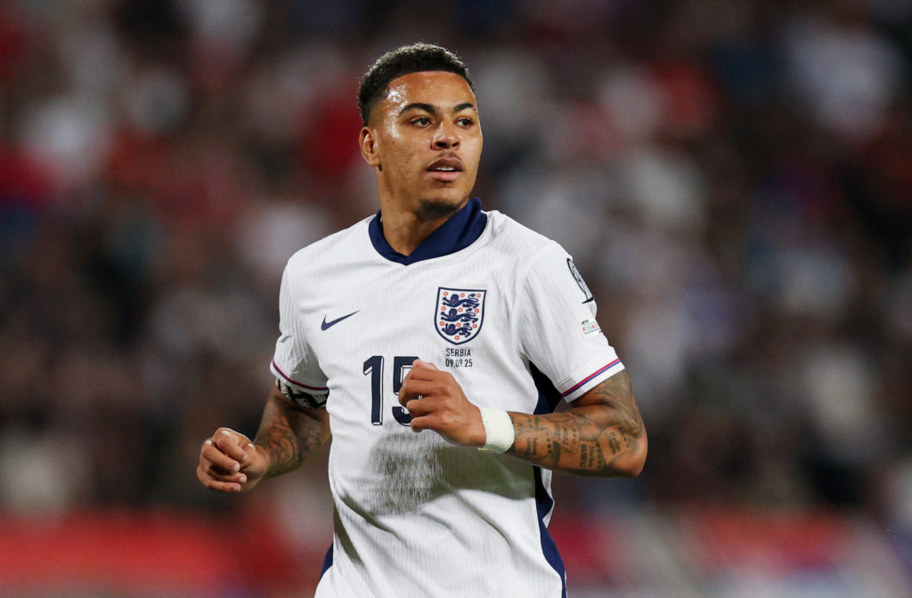 Morgan Rogers of England looks on during the FIFA World Cup 2026 qualifier match between Serbia and England at Rajko Mitic Stadium