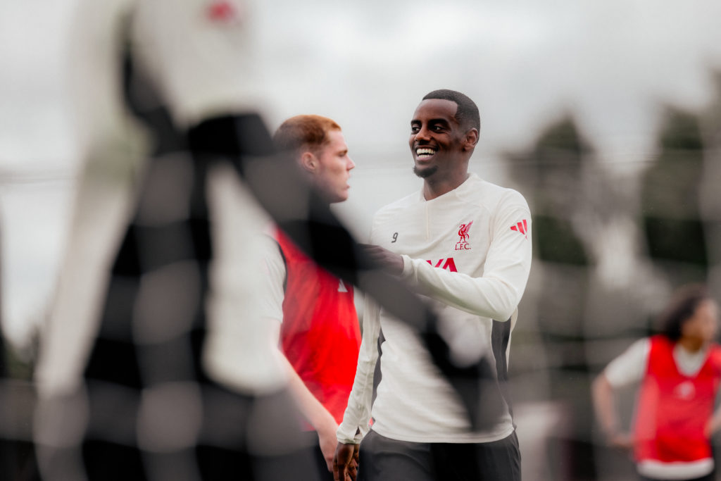 Alexander Isak of Liverpool during a training session at AXA Training Centre
