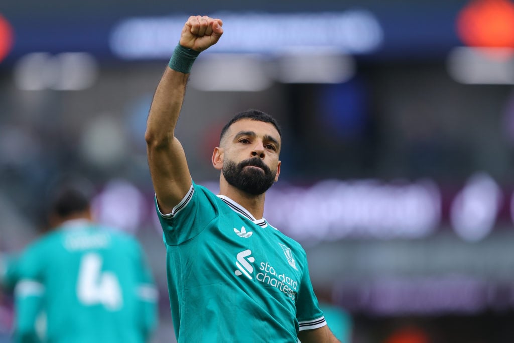 Mohamed Salah celebrates a goal for Liverpool