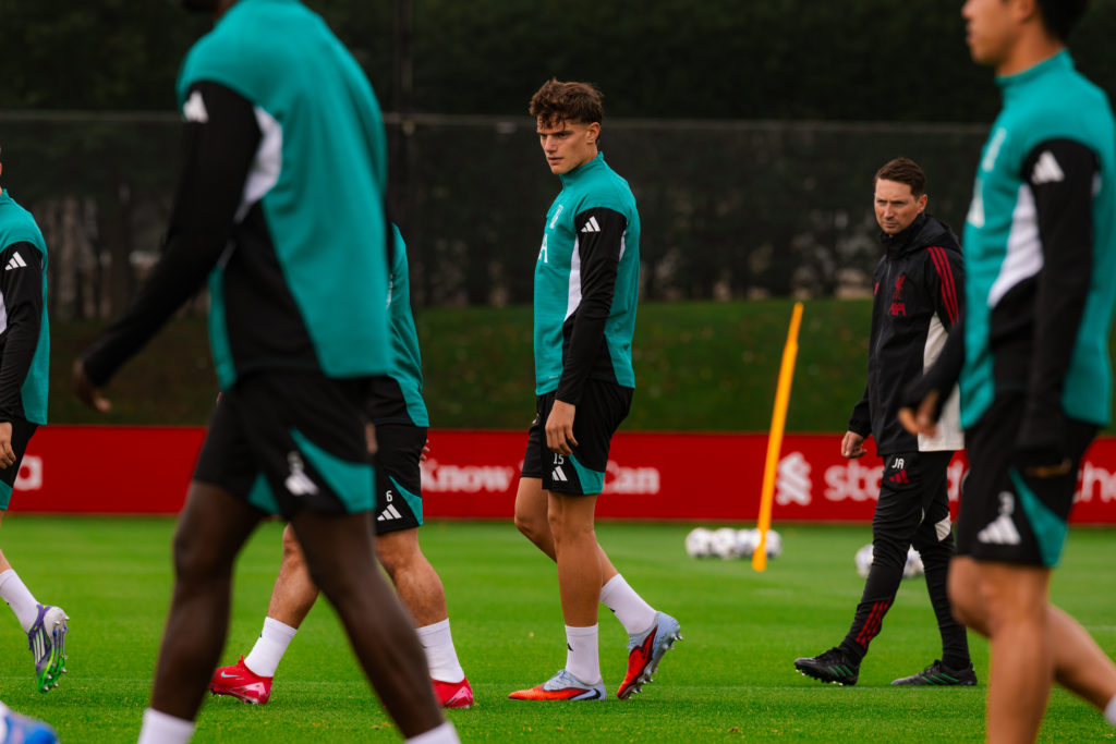 Giovanni Leoni looks on during a training session with Liverpool.