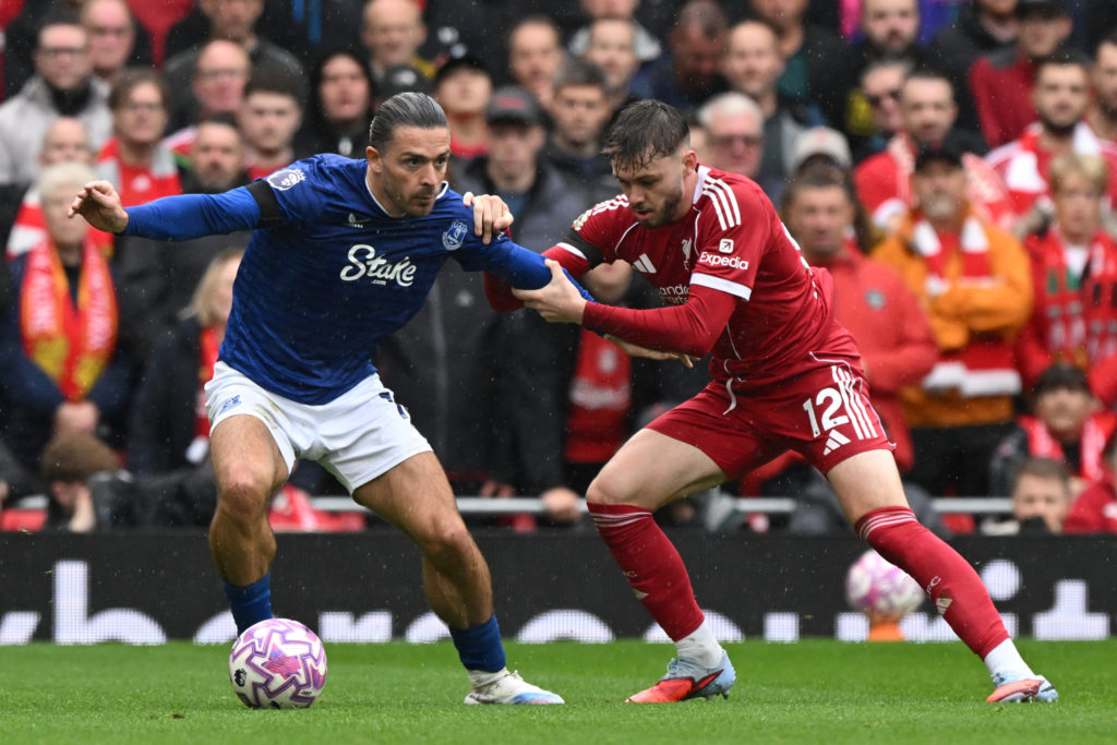 Jack Grealish and Conor Bradley battle