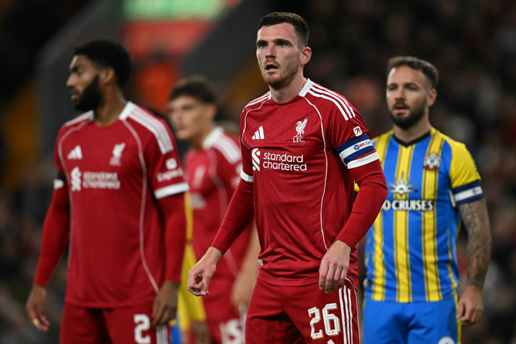 Liverpool's Andy Robertson in action during the EFL Cup match against Southampton at Anfield.