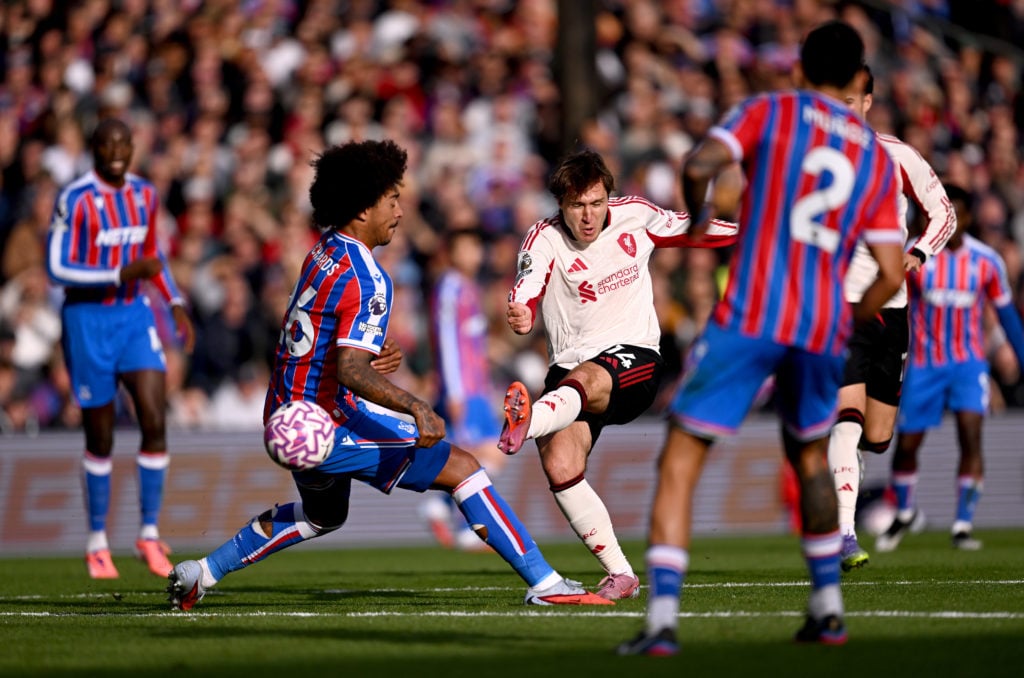 Federico Chiesa shoots against Crystal Palace during the Premier League match against Liverpool at Selhurst Park