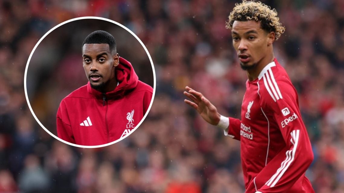 Main: Hugo Ekitike pictured in action for Liverpool. Insert: Alexander Isak warming up for Liverpool.