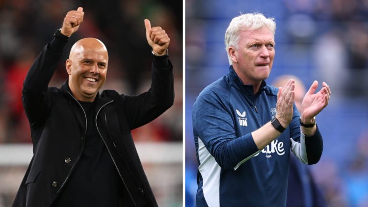 Arne Slot (left) thumbs up home fans after Atletico Madrid win, David Moyes (right) claps home fans after Aston Villa draw