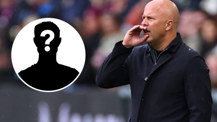 Mystery silhouette (left), Arne Slot (right) shouts from the touchline