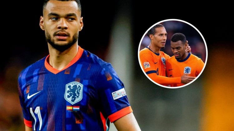 Cody Gakpo in action for the Netherlands against Spain in the UEFA Nations League. Virgil van Dijk and Ryan Gravenberch hug during the Netherlands'...