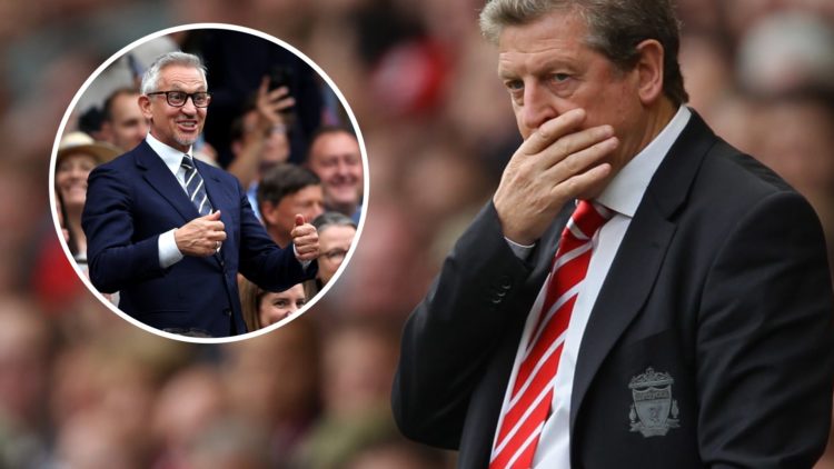 Main: Roy Hodgson pictured on the Liverpool touchline. Insert: Gary Lineker looking happy in the stands.