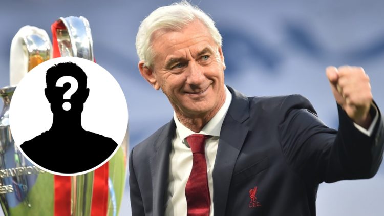 Mystery silhouette (left), Ian Rush (right) poses with the Champions League trophy