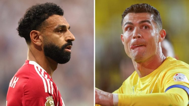 Mohamed Salah in action during Liverpool's Premier League match against Newcastle United at St James' Park. Cristiano Ronaldo pictured playing for ...