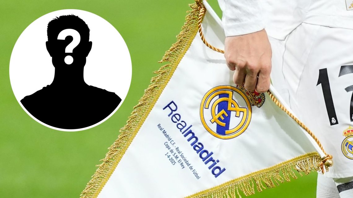 Mystery silhouettes (left), Real Madrid player carries club flag (right) before kick-off