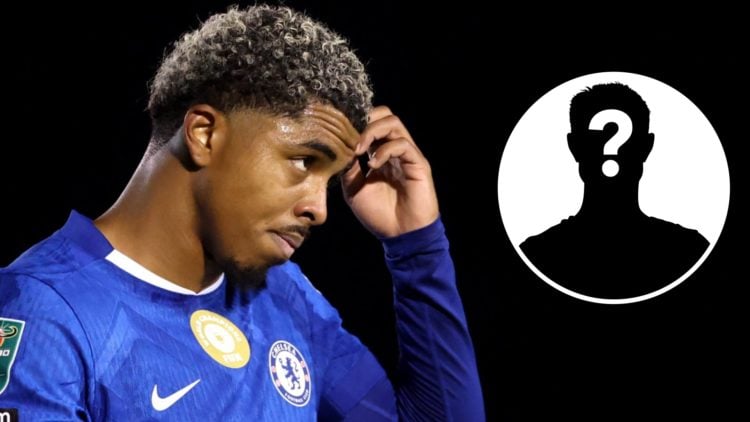 Main: Wesley Fofana pictured in action for Chelsea in a Carabao Cup match. Insert: Mystery player.