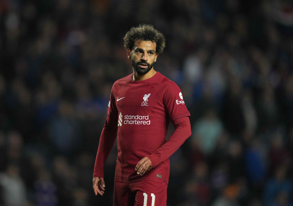 Mohamed Salah looks on during Liverpool's game against Rangers