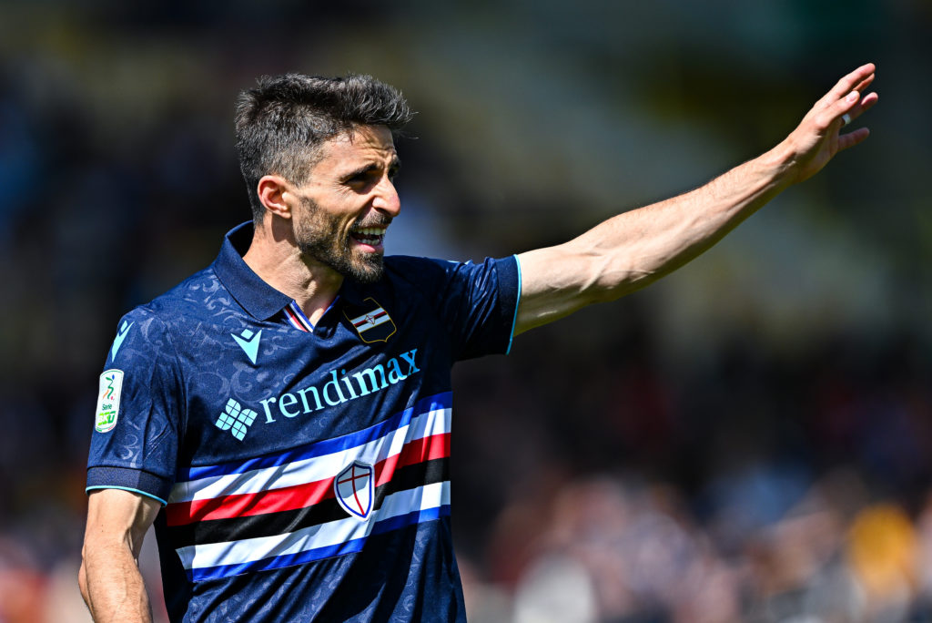 Fabio Borini of Sampdoria reacts during the Serie B match between US Catanzaro and UC Sampdoria at Stadio Nicola Ceravolo on May 4.