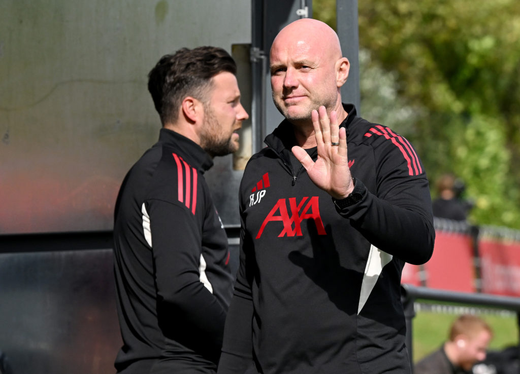 Rob Page waves at camera before under 21 game vs Atletico Madrid