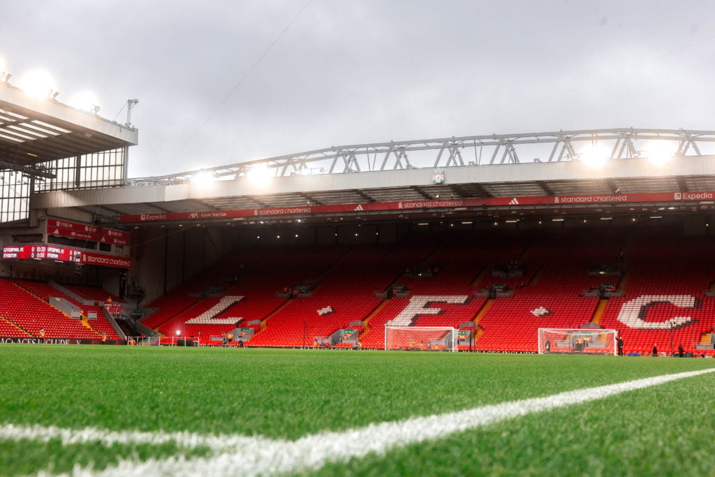 General view inside the stadium prior to the Premier League match between Liverpool and Everton at Anfield.