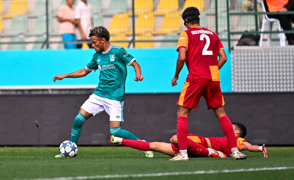 Trent Kone-Doherty in action for Liverpool during their UEFA Youth League match against Galatasaray