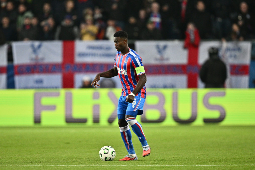 Marc Guehi on the ball for Crystal Palace against Dynamo Kyiv