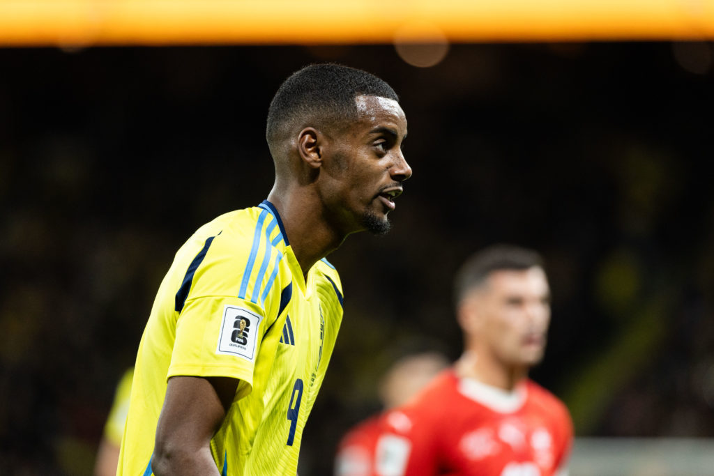 Alexander Isak of Sweden during the FIFA World Cup 2026 qualifier match between Sweden and Switzerland at Strawberry Arena.