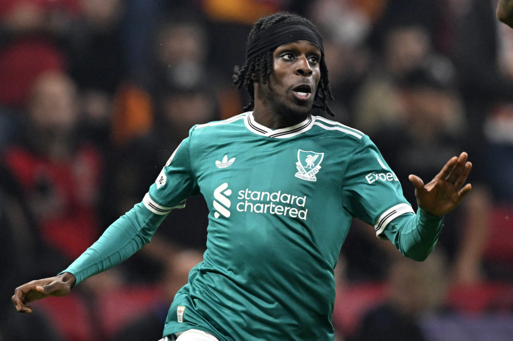 Jeremie Frimpong of Liverpool FC during the UEFA Champions League match between Galatasaray v Liverpool at the Rams Park on September 30.