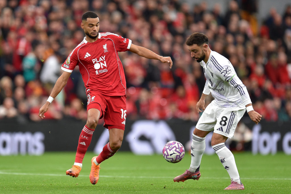 Cody Gakpo on the ball vs Manchester United