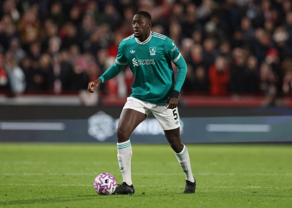 Ibrahima Konate of Liverpool during the Premier League match between Brentford and Liverpool at Gtech Community Stadium