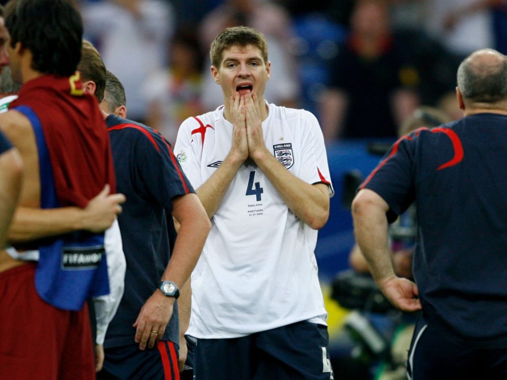 Steven Gerrard pictured during the quarter-final between England and Portugal - World Cup 2006